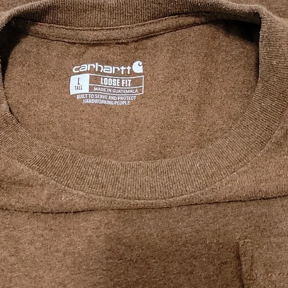 Brown Carhartt Pocket Tee Large Tall Loose Fit Workwear - Picture 6 of 6